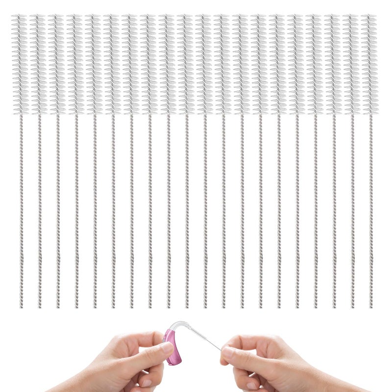 Hearing Aid Cleaning Brushes,20PCS Long Hearing Aid Tube Brush,Hearings Aids Cleaning Tools,Hearings Aid Vent Brush for Sound Tubes